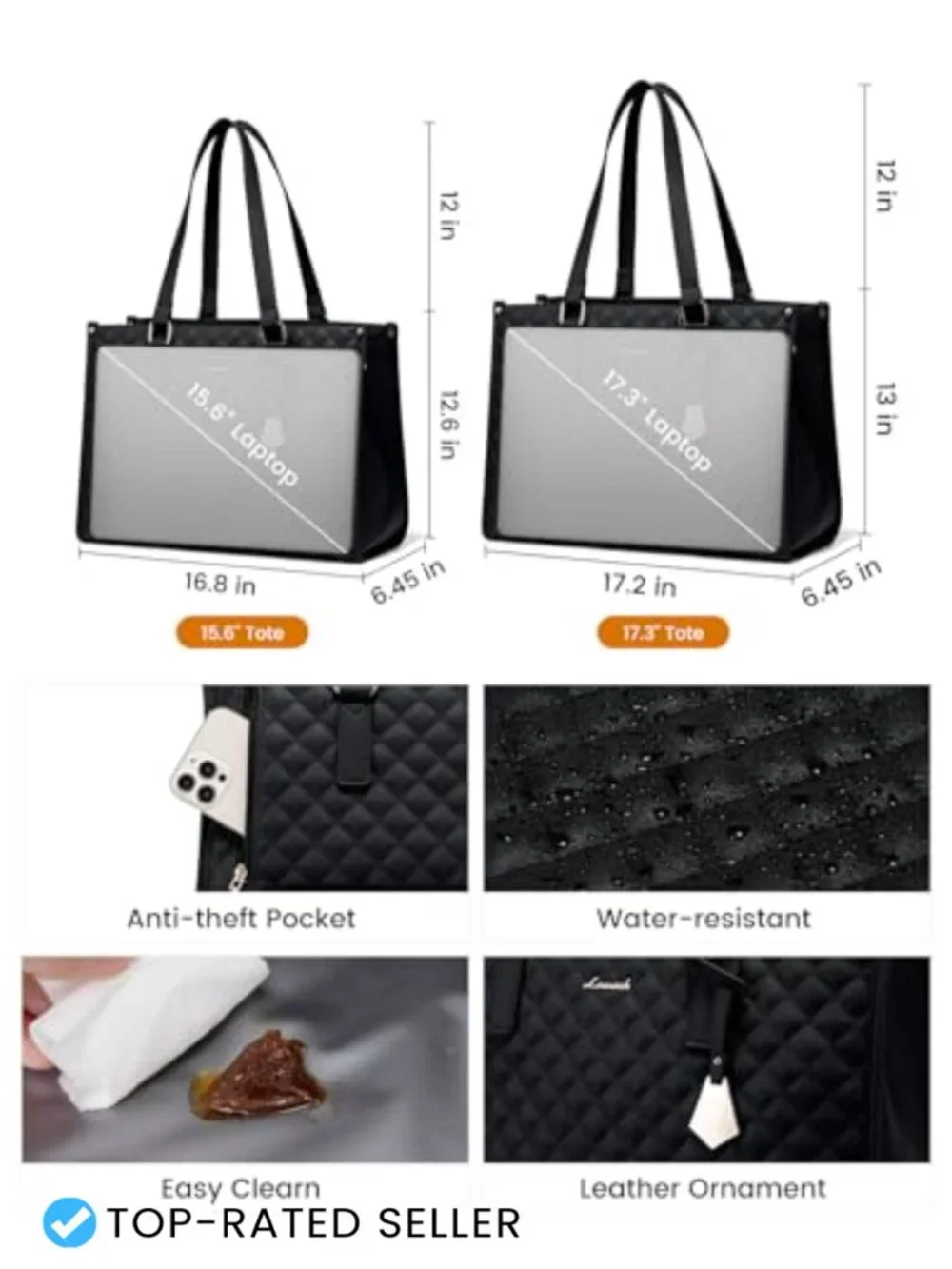 Insulated Lunch Tote Bag for Women, 15.6